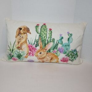 Floral Snuggle Bunny Ribbon Embellished Delightful Large Accent Pillow